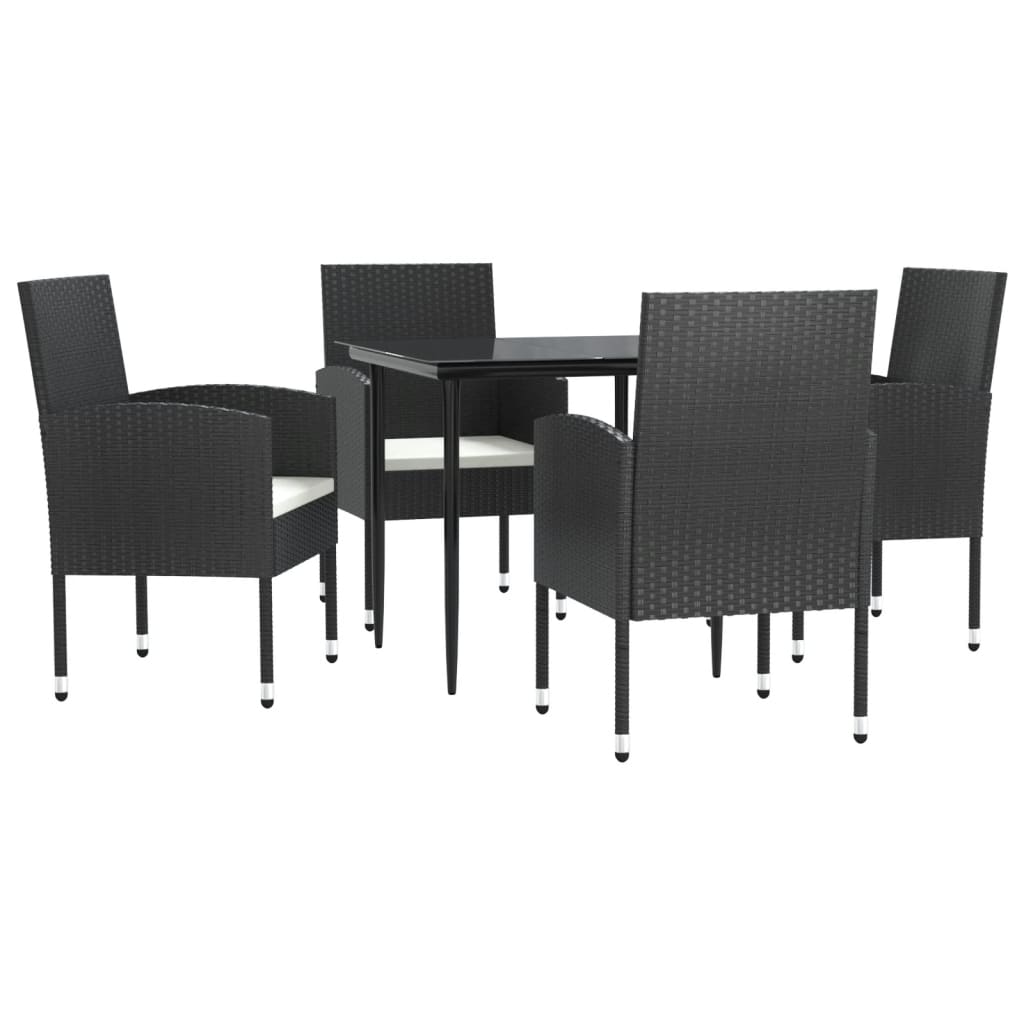 vidaXL Set da Pranzo da Giardino 5 pz Nero in Polyrattan e Acciaio