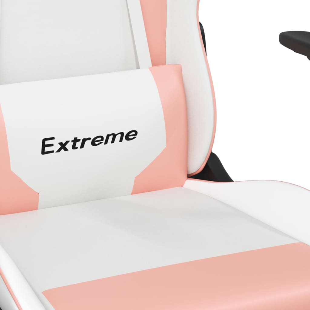 vidaXL Sedia da Gaming con Poggiapiedi Bianco e Rosa in Similpelle