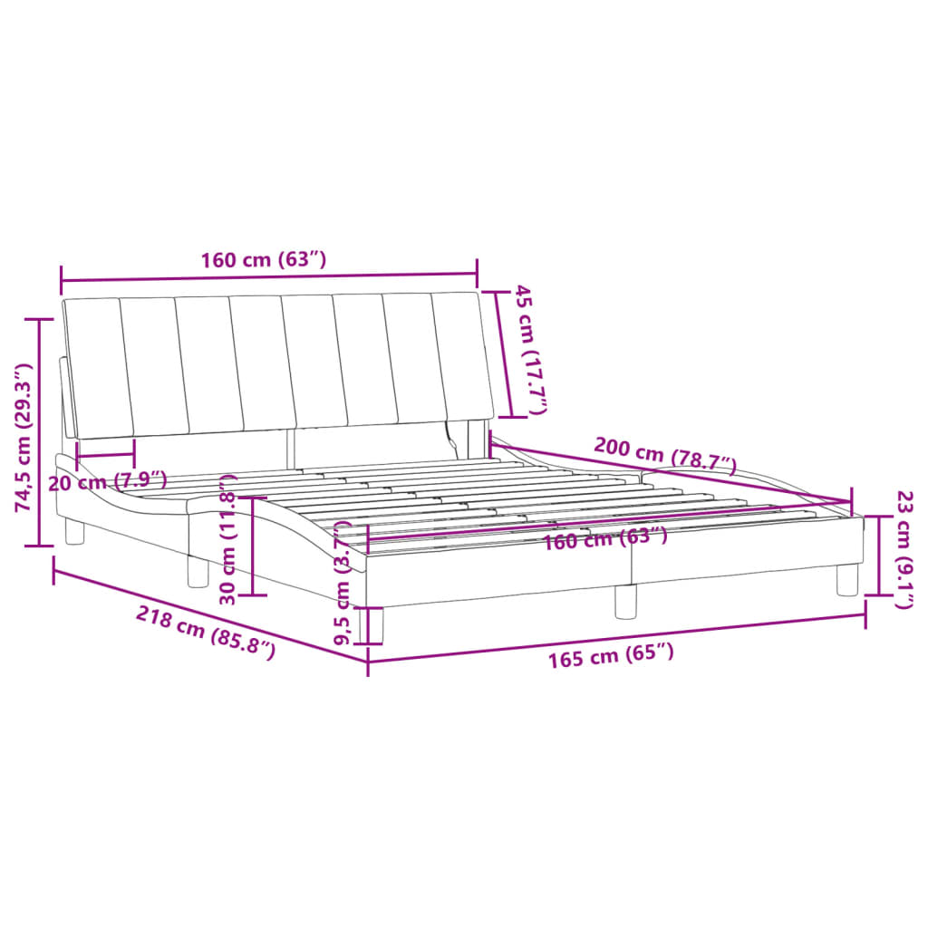 vidaXL Giroletto con Luci LED Grigio Chiaro 160x200 cm in Velluto