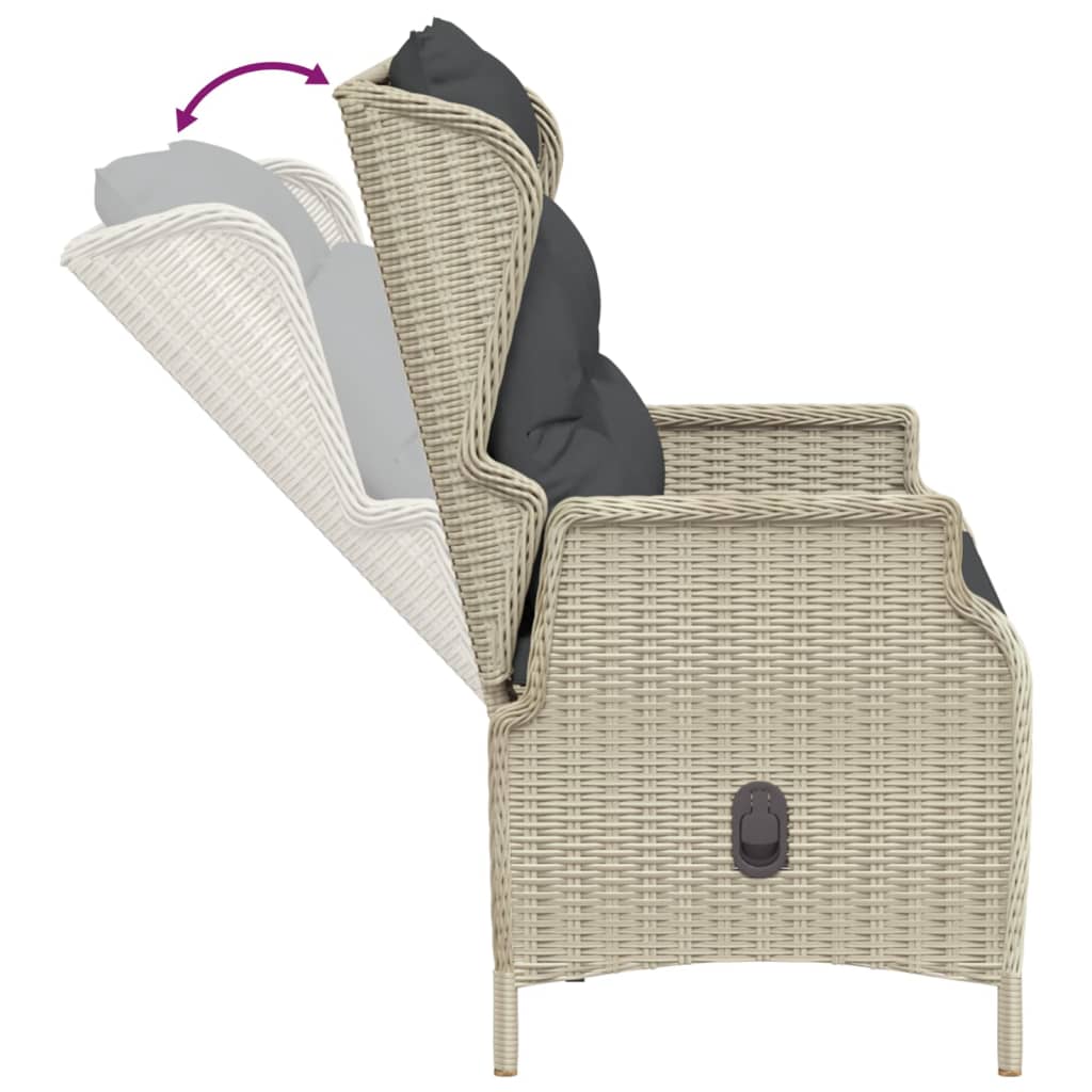 vidaXL Panca da Giardino 2 Posti con Cuscini Polyrattan Grigio Chiaro