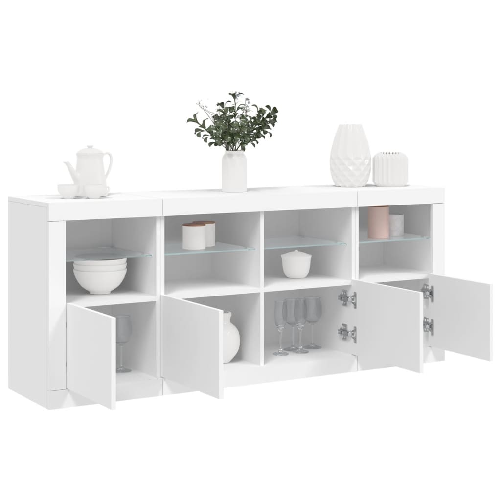 vidaXL Credenza con Luci LED Bianca 163x37x67 cm