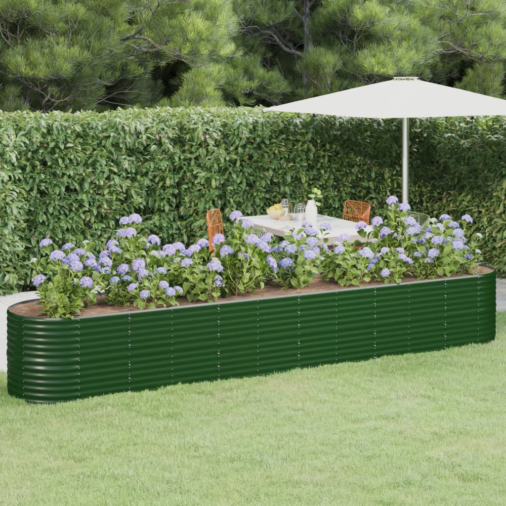 vidaXL Letto Giardino Acciaio Verniciato a Polvere 440x80x68 cm Verde