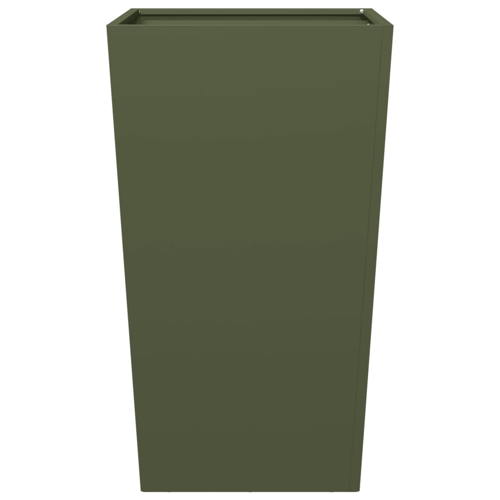 vidaXL Fioriere da Giardino 2 pz Verde Oliva 45x45x75 cm in Acciaio