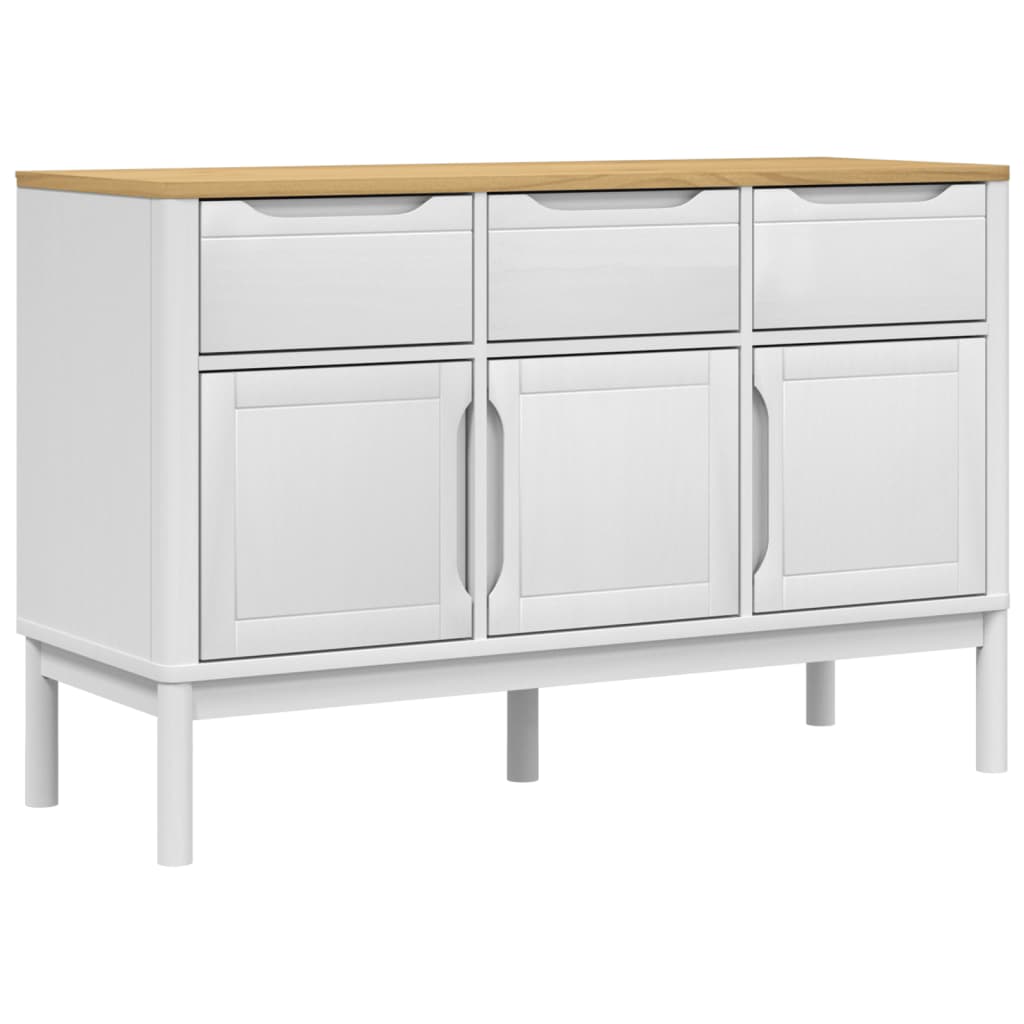 vidaXL Credenza FLORO Bianca 114x43x74 cm in Legno Massello di Pino