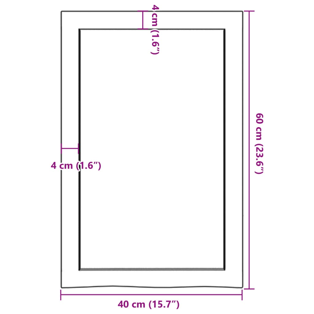 vidaXL Piano Bagno Marrone Scuro 40x30x(2-6)cm Legno Massello Trattato