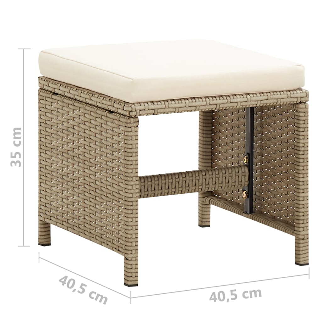 vidaXL Sgabelli da Giardino 4 pz con Cuscini in Polyrattan Beige