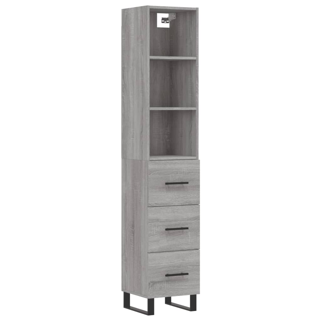 vidaXL Credenza Grigio Sonoma 34,5x34x180 cm in Legno Multistrato