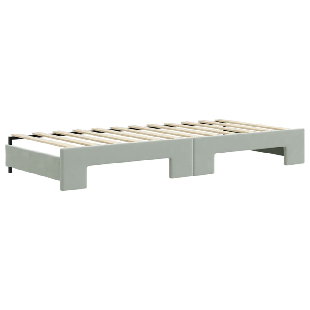 vidaXL Divano Letto Estraibile Cassetti Grigio Chiaro 90x200cm Velluto