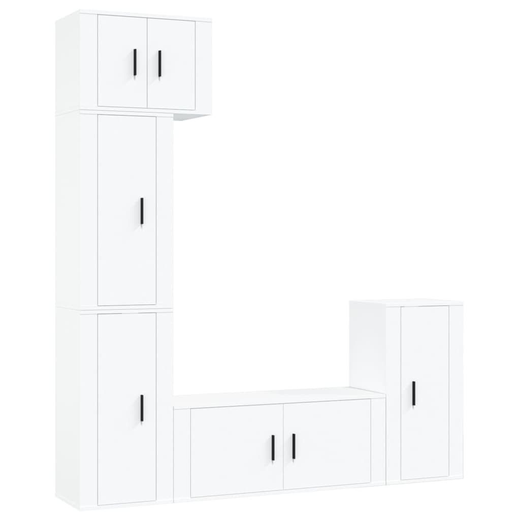 vidaXL Set di Mobili Porta TV 5 pz Bianco in Legno Multistrato