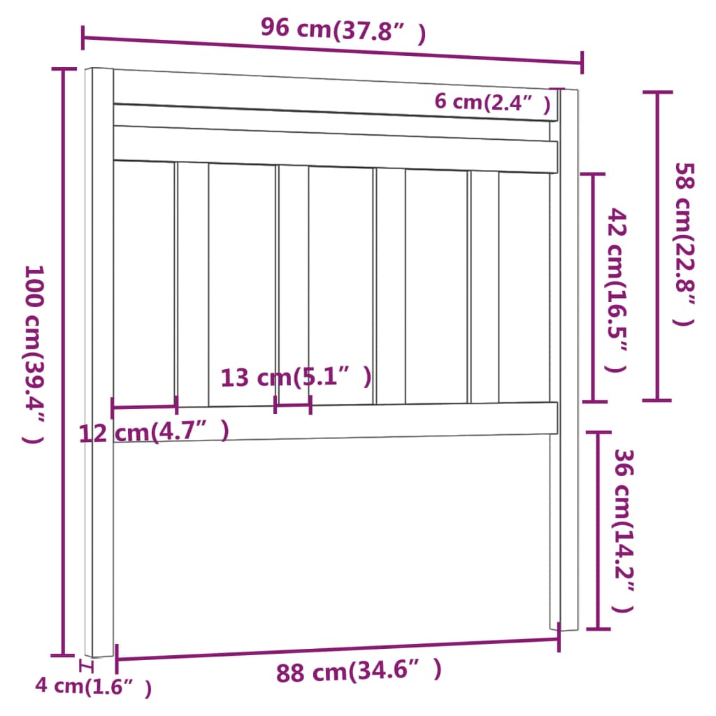 vidaXL Testiera per Letto 96x4x100 cm in Legno Massello di Pino