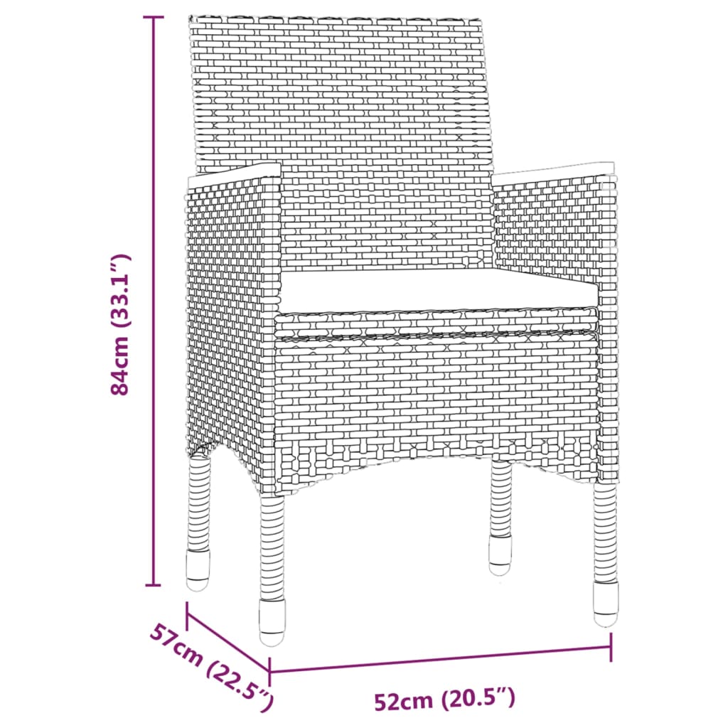 vidaXL Set da Pranzo da Giardino 5 pz con Cuscini Grigio e Nero