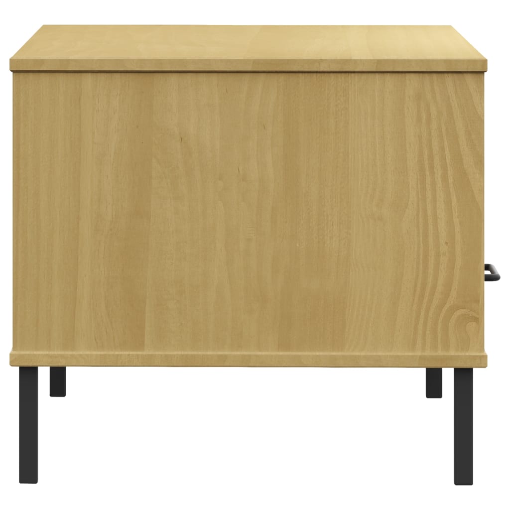 vidaXL Tavolino Gambe Metallo Marrone 85x50x45 cm Legno Massello OSLO