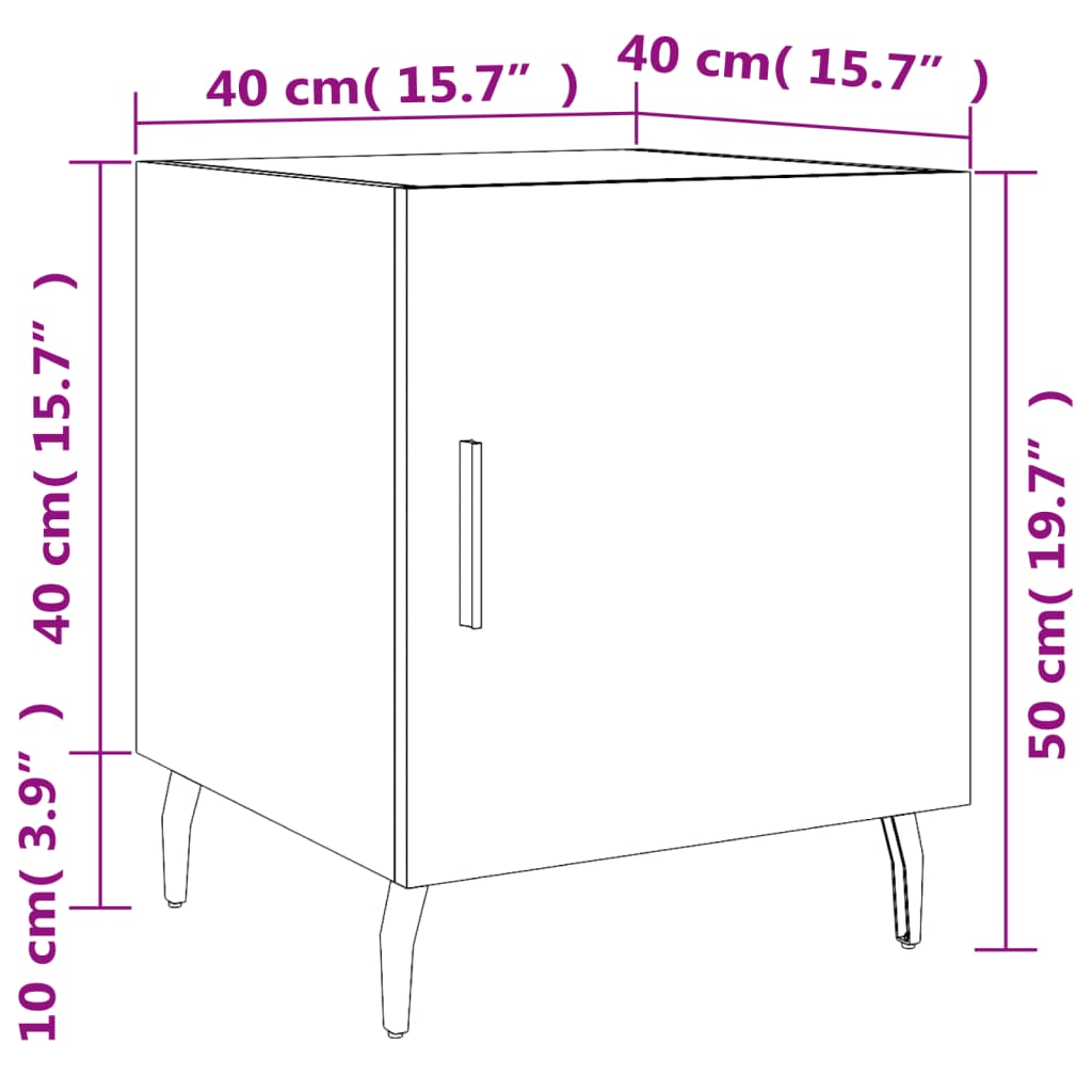 vidaXL Comodino Grigio Sonoma 40x40x50 cm in Legno Multistrato