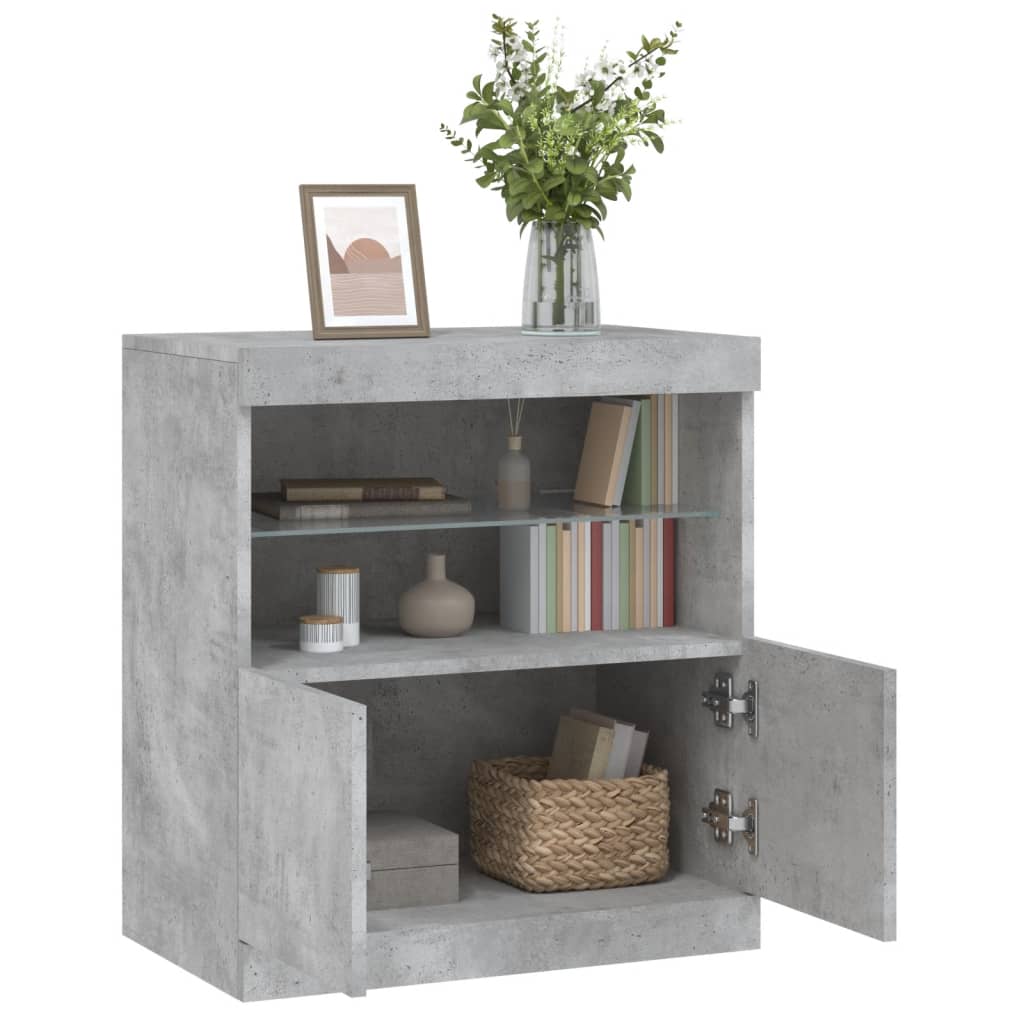 vidaXL Credenza con Luci LED Grigio Cemento 60x37x67 cm