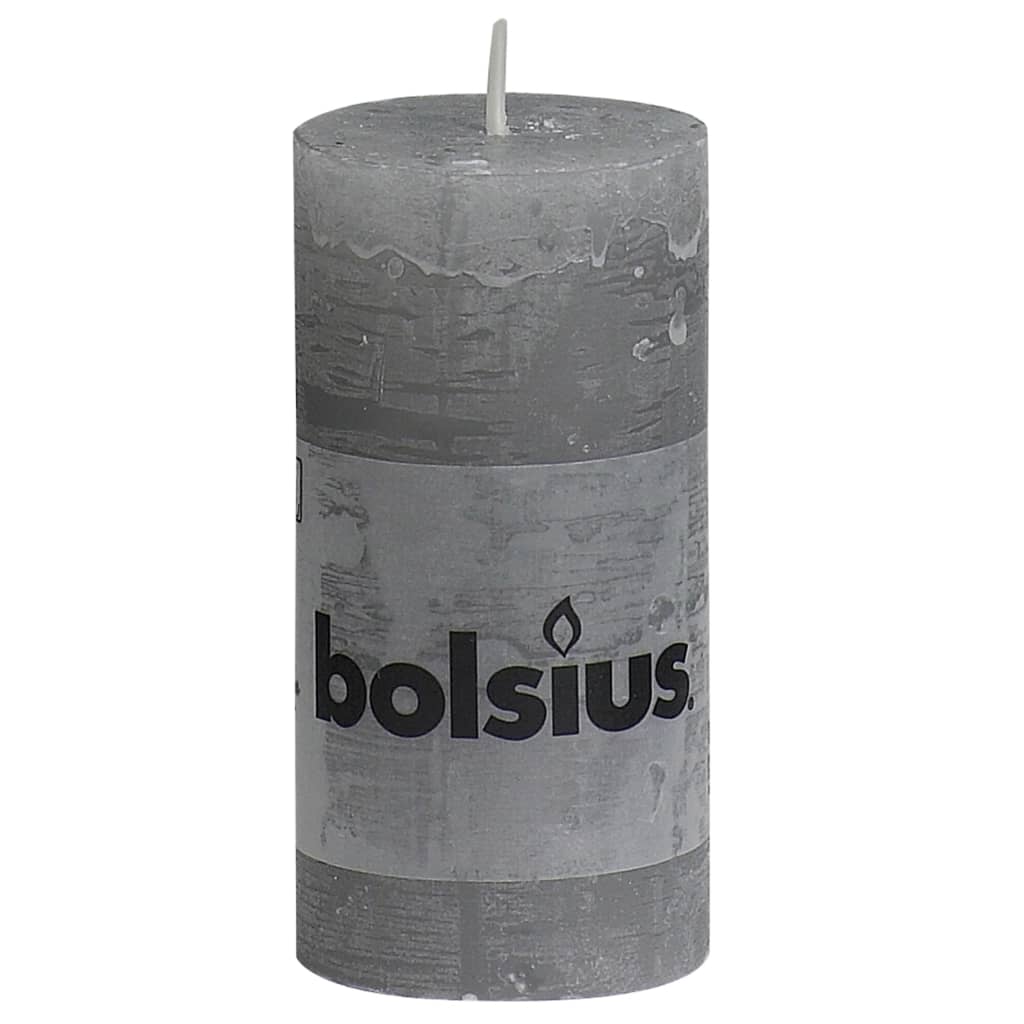 Bolsius Candele Rustiche Moccoli 8 pz 100x50 mm Grigio Chiaro