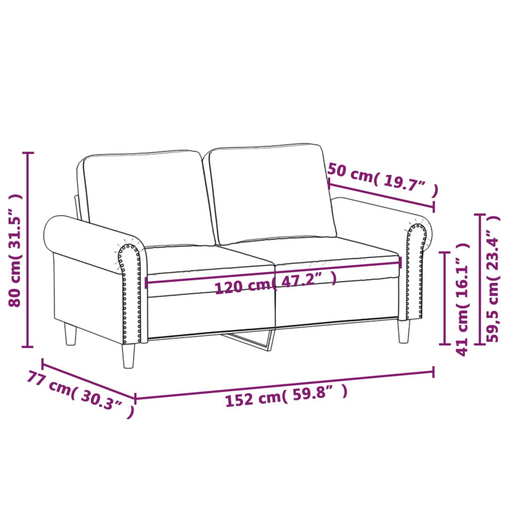 vidaXL Divano a 2 Posti Nero 120 cm in Similpelle