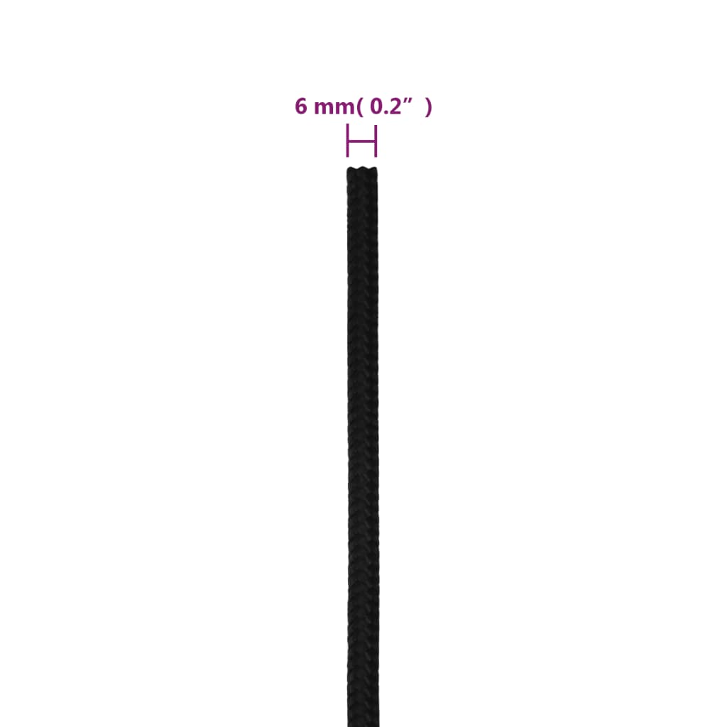 vidaXL Corda da Lavoro Nera 6 mm 25 m in Poliestere