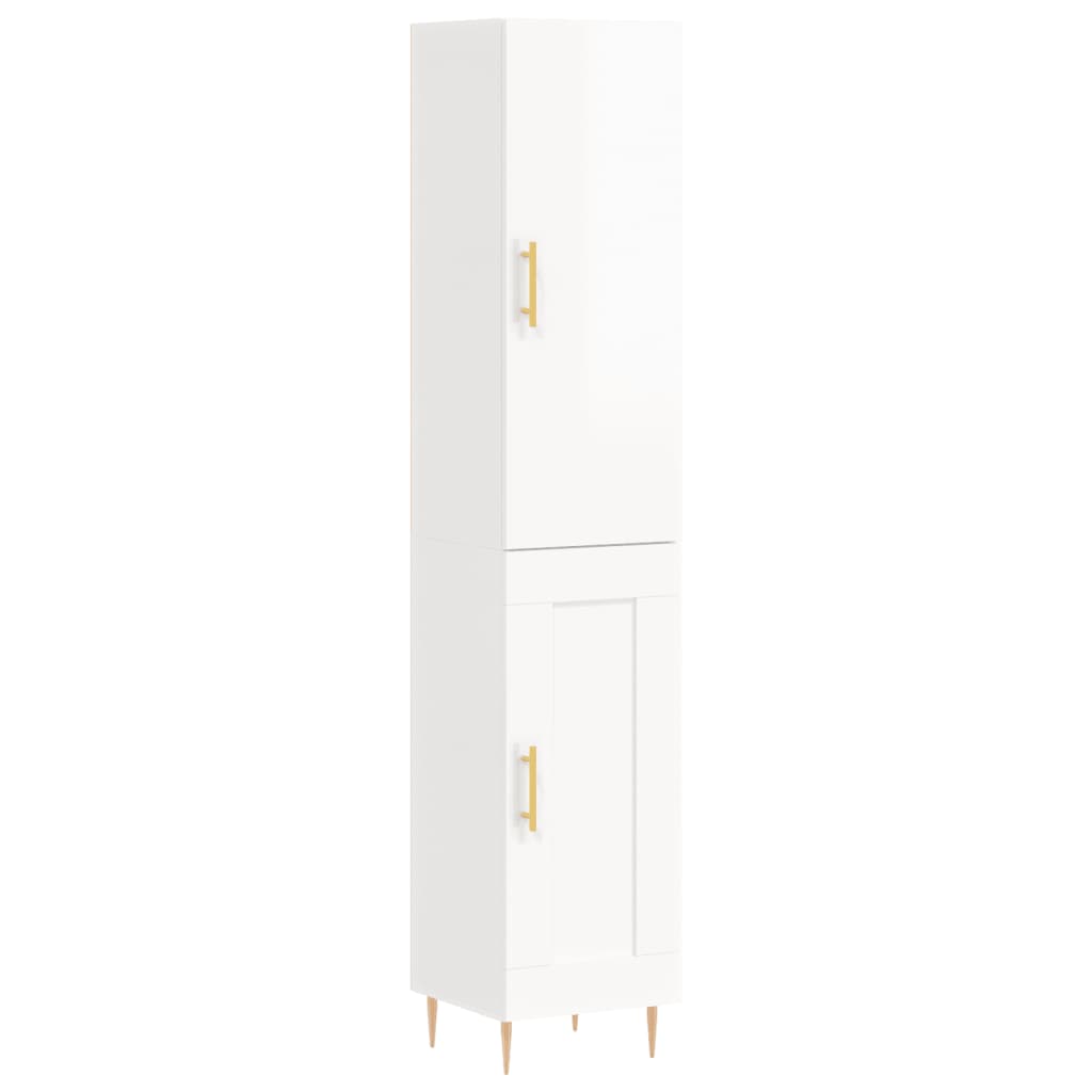 vidaXL Credenza 34,5x34x180 cm in Legno Multistrato Bianco Lucido