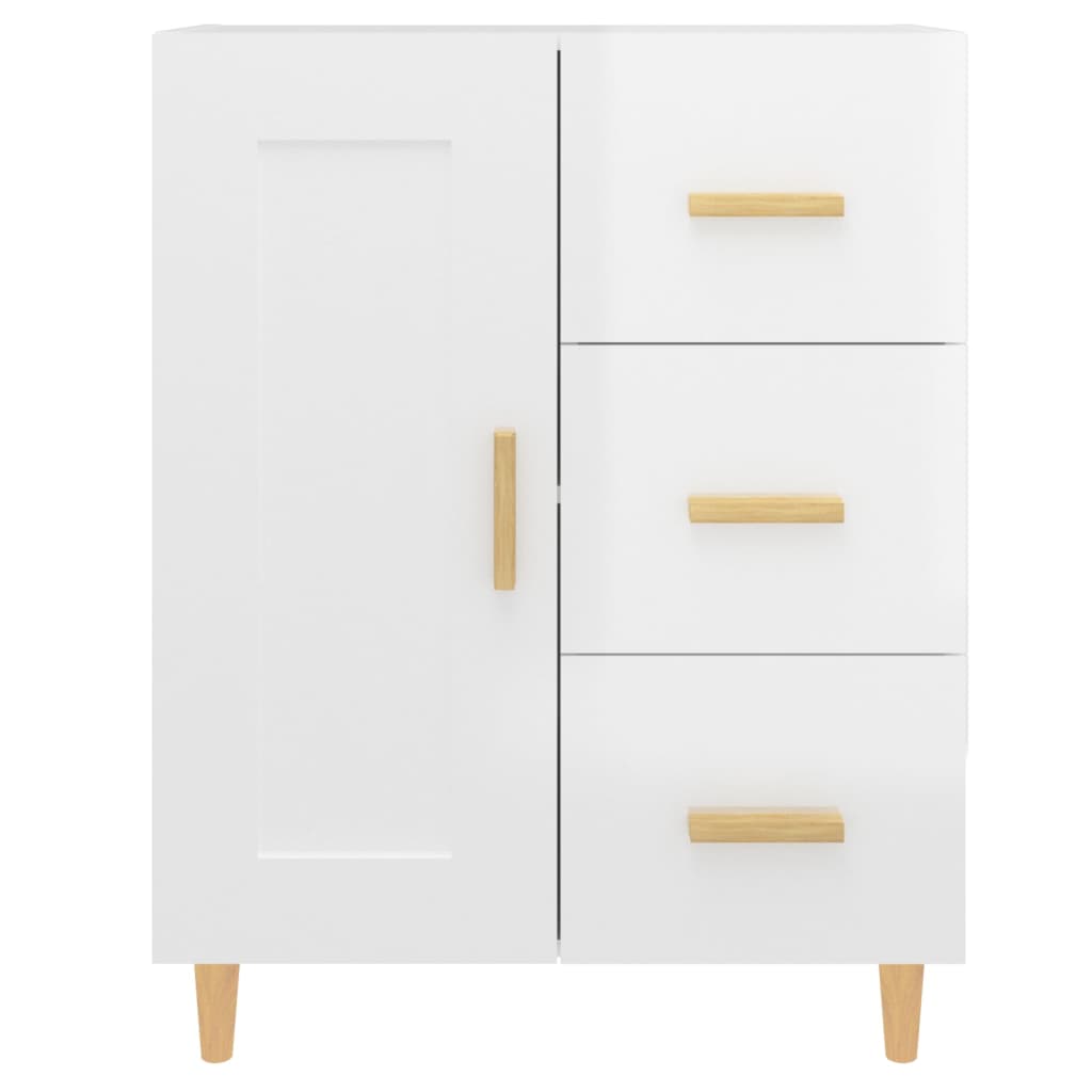 vidaXL Credenza 69,5x34x90 cm in Legno Multistrato Bianco Lucido