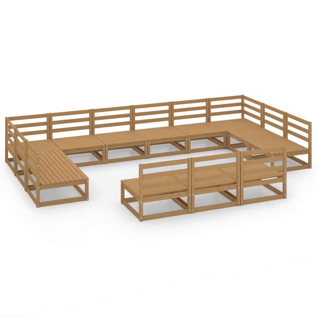 vidaXL Set Divani da Giardino 13 pz in Legno Massello di Pino