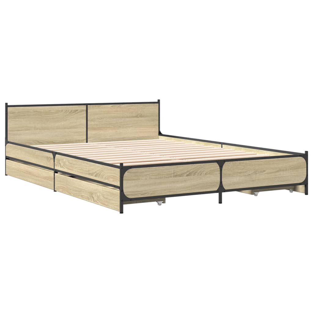 vidaXL Giroletto Cassetti Rovere Sonoma 120x190 cm Legno Multistrato