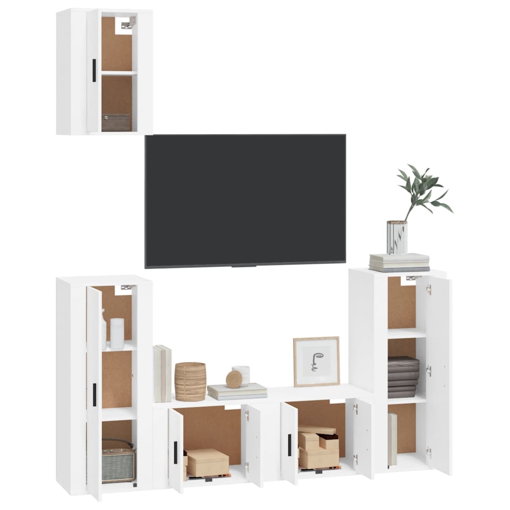 vidaXL Set di Mobili Porta TV 5 pz Bianco in Legno Multistrato