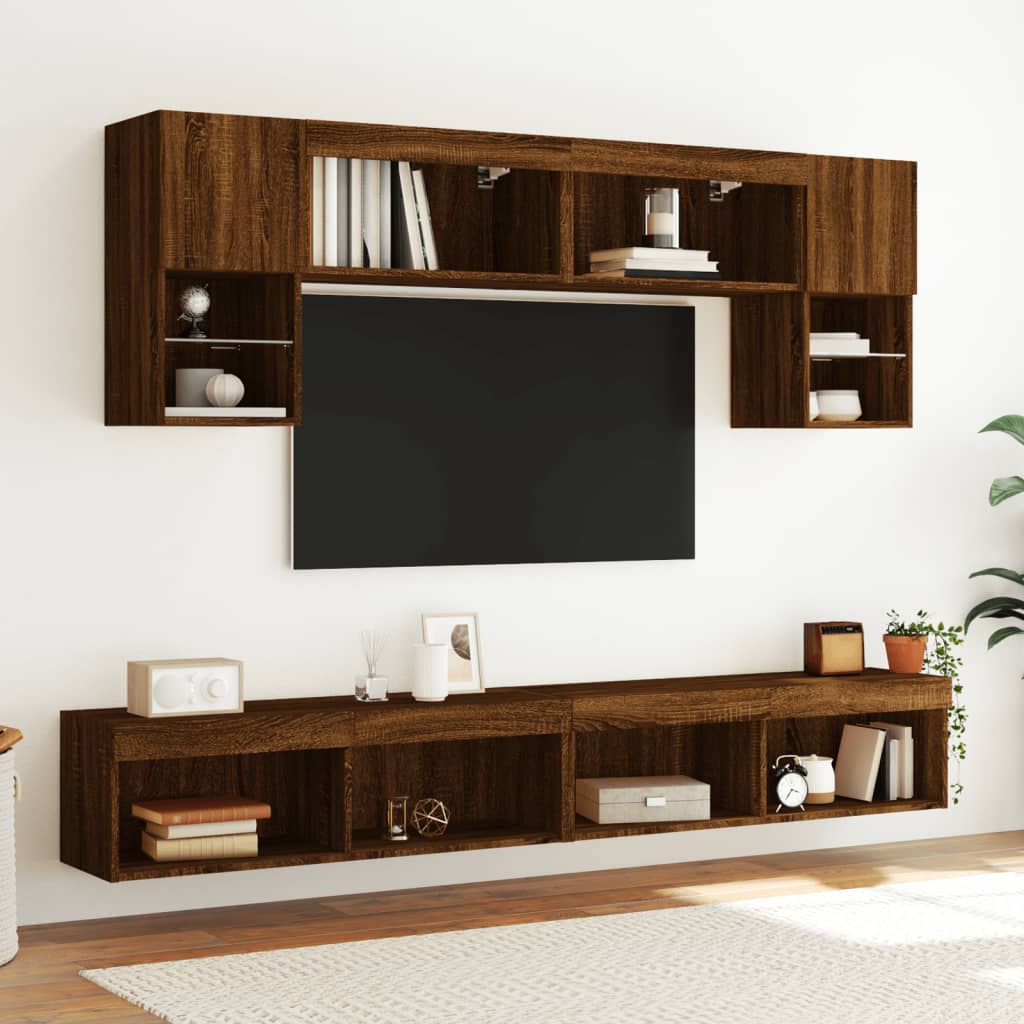 vidaXL Mobile Porta TV con Luci LED Rovere Marrone 100x30x30 cm