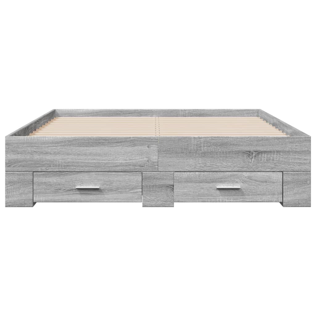 vidaXL Giroletto Cassetti Grigio Sonoma 140x190 cm Legno Multistrato