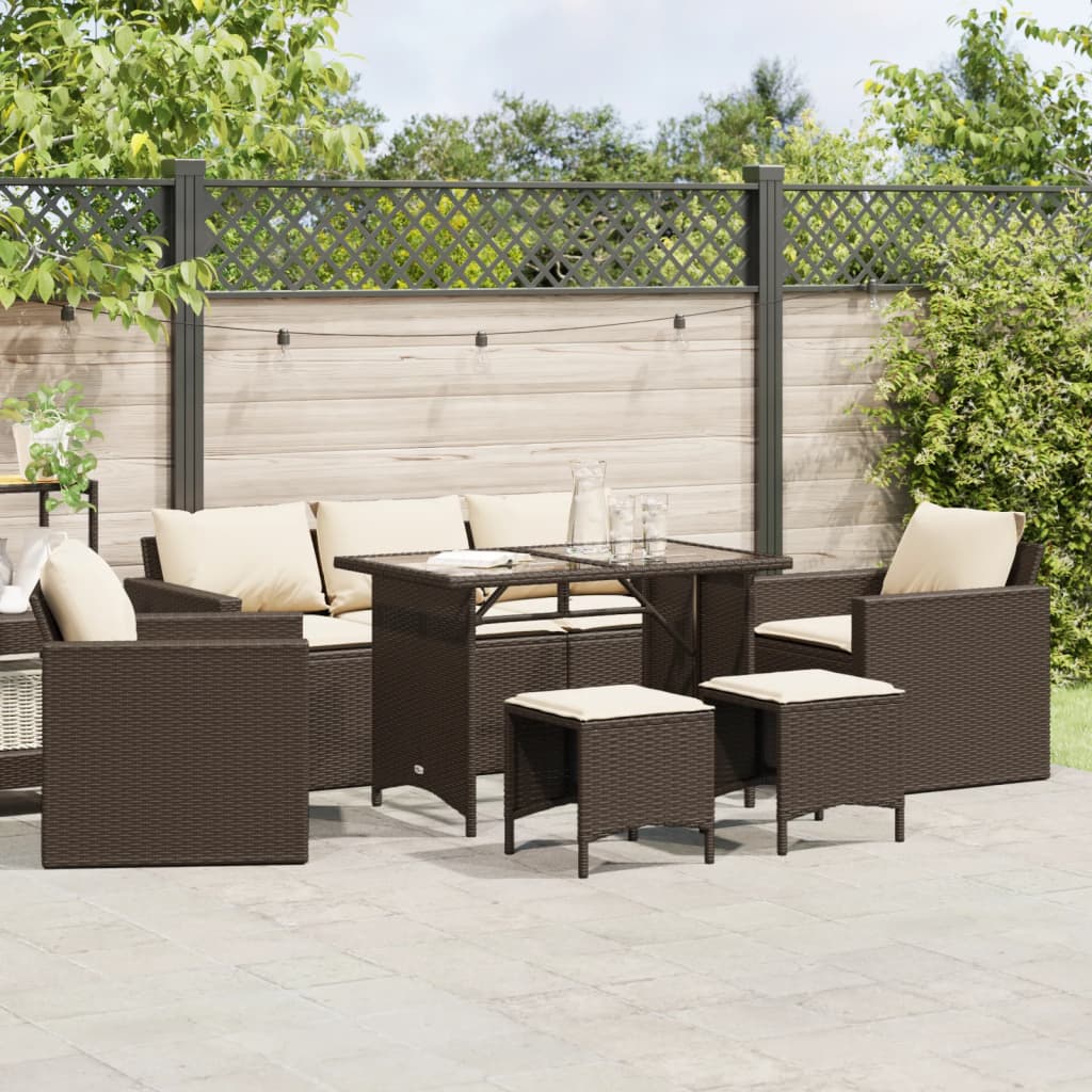 vidaXL Set Divano da Giardino 6 pz con Cuscini Marrone in Polyrattan