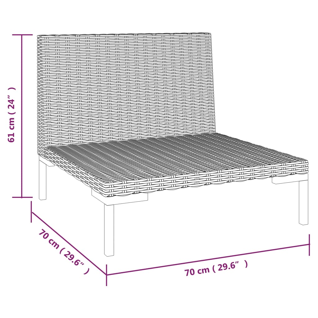 vidaXL Set Divani da Giardino 7 pz con Cuscini Polyrattan Grigio Scuro