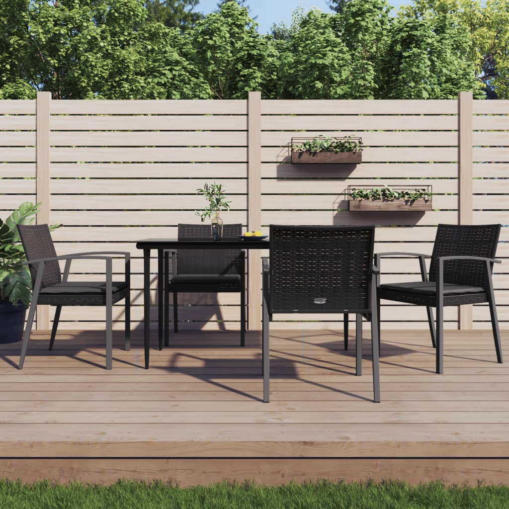 vidaXL Sedie da Giardino con Cuscini 4pz Nere 56,5x57x83 cm Polyrattan