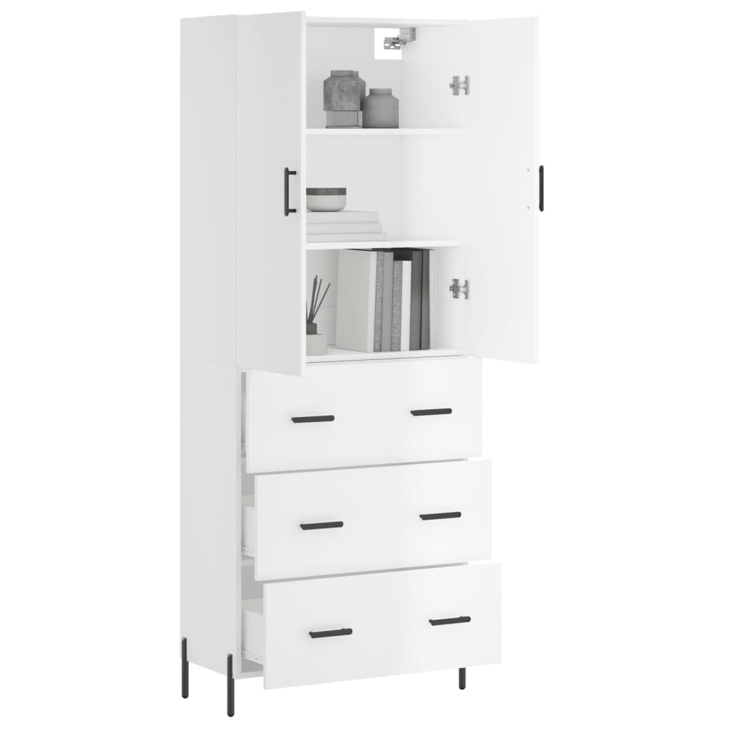 vidaXL Credenza Bianco Lucido 69,5x34x180 cm in Legno Multistrato