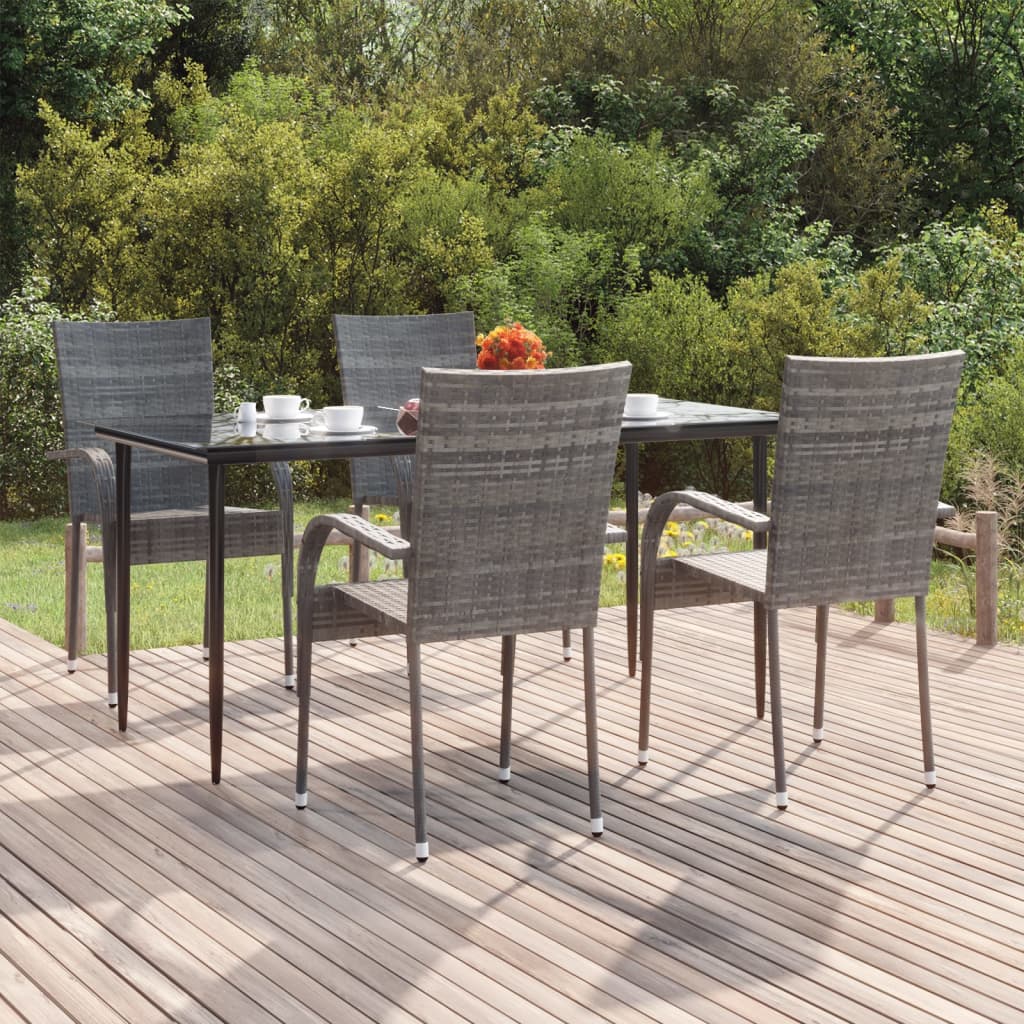 vidaXL Set da Pranzo da Giardino 5 pz Grigio in Polyrattan