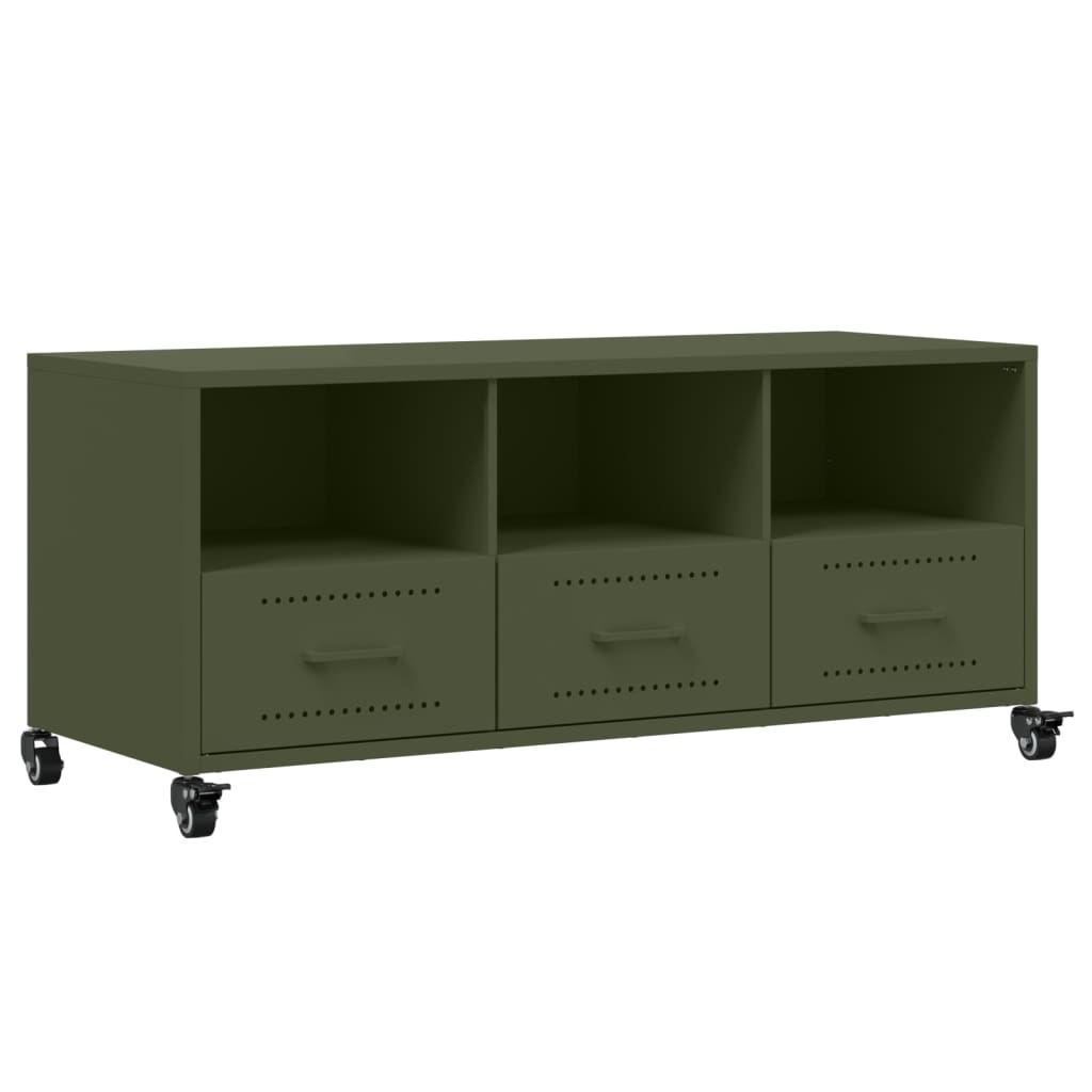 vidaXL Mobile TV Verde Oliva 100,5x39x43,5 cm in Acciaio