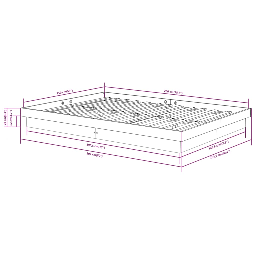 vidaXL Giroletto in Legno Massello 150x200 cm King Size