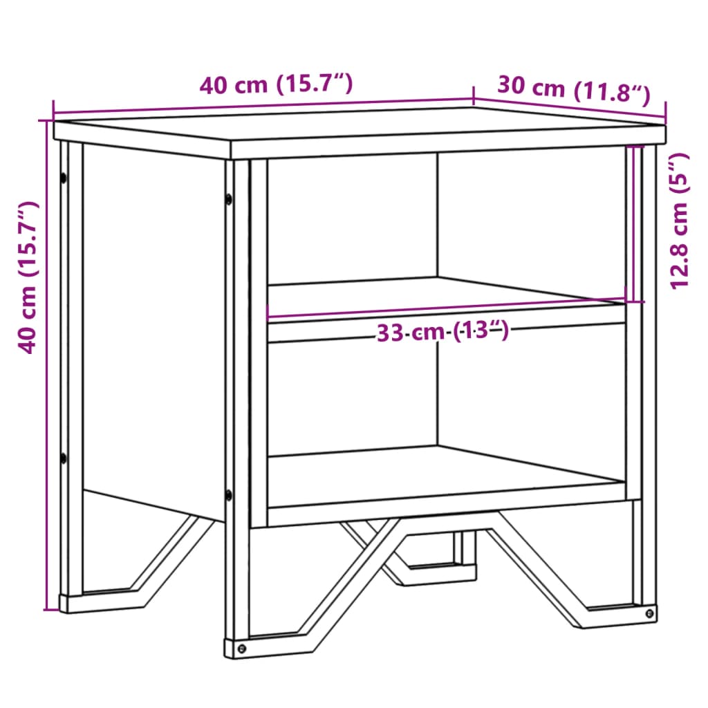 vidaXL Comodino Rovere Fumo 40x30x40 cm in Truciolato