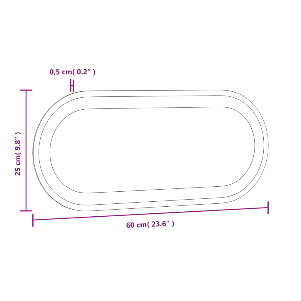 vidaXL Specchio da Bagno LED 60x25 cm Ovale