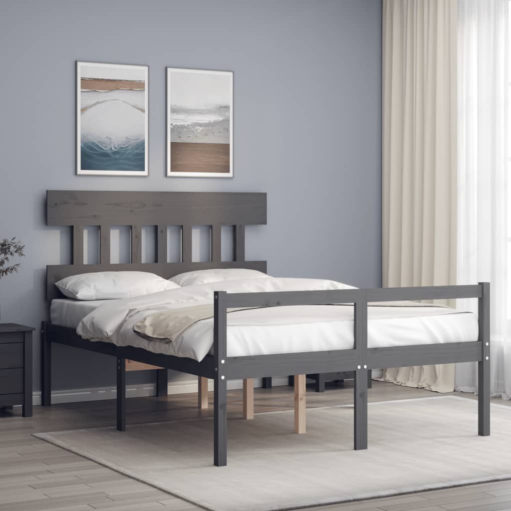 vidaXL Letto per Anziani con Testiera Grigio 120x200 cm Legno Massello