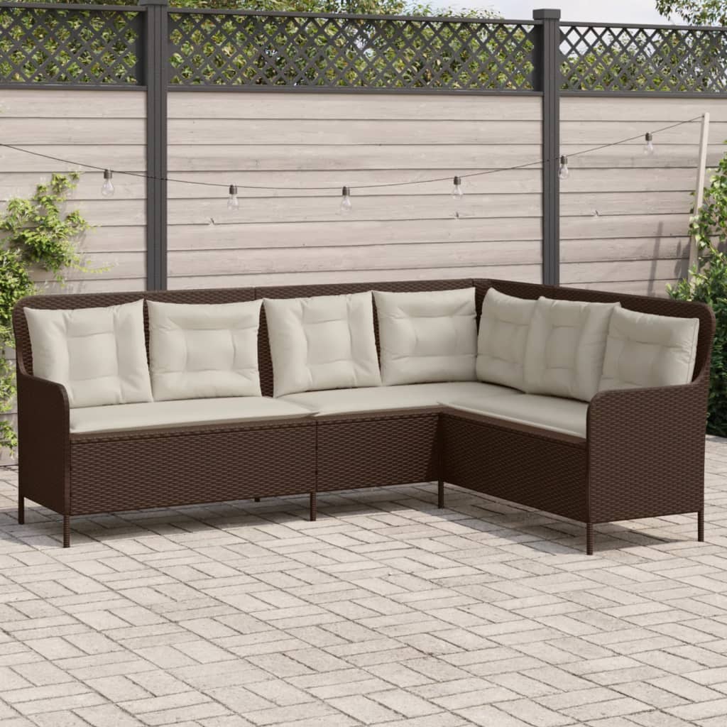 vidaXL Divano da Giardino con Cuscini a L Marrone in Polyrattan