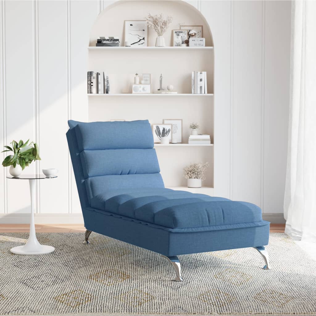 vidaXL Chaise Longue con Cuscini Blu in Tessuto