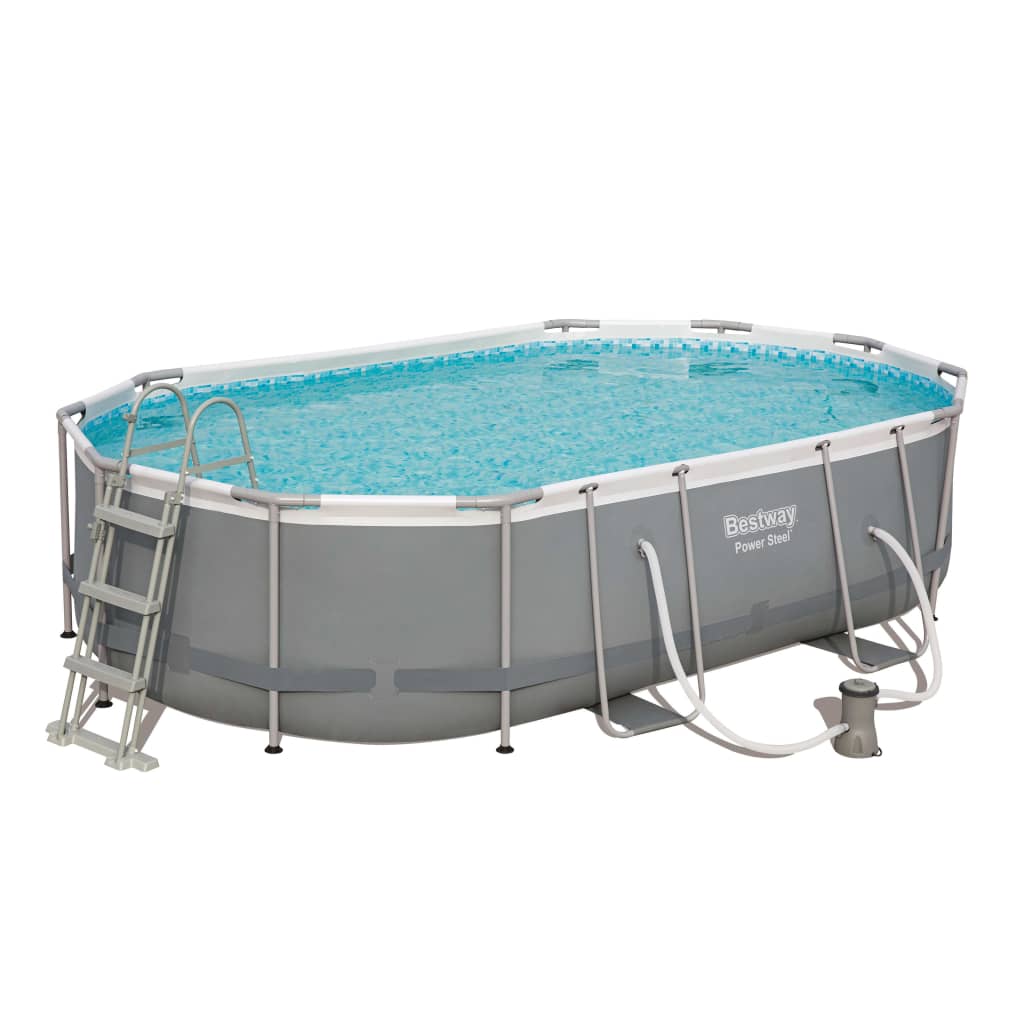 Bestway Set Piscina Ovale Power Steel 488x305x107 cm 56448