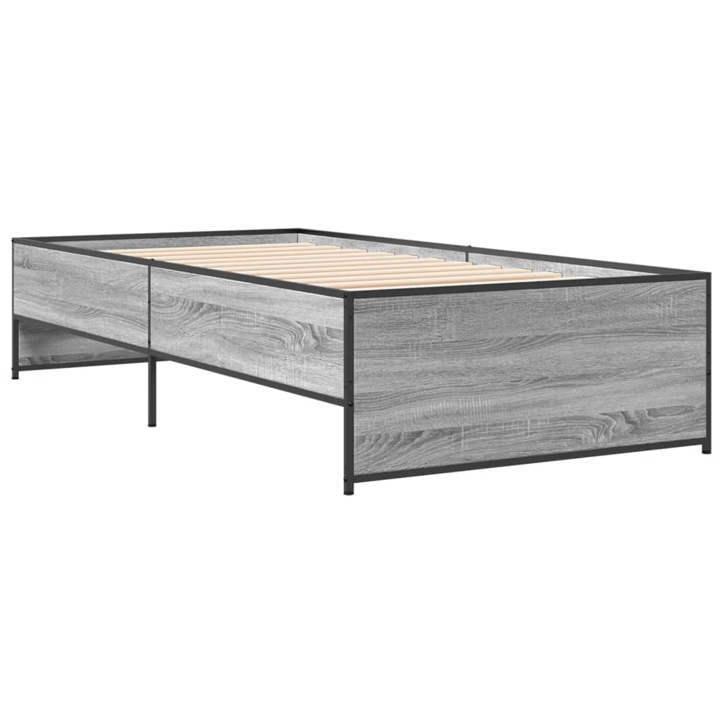 vidaXL Giroletto Grigio Sonoma 75x190cm in Legno Multistrato e Metallo