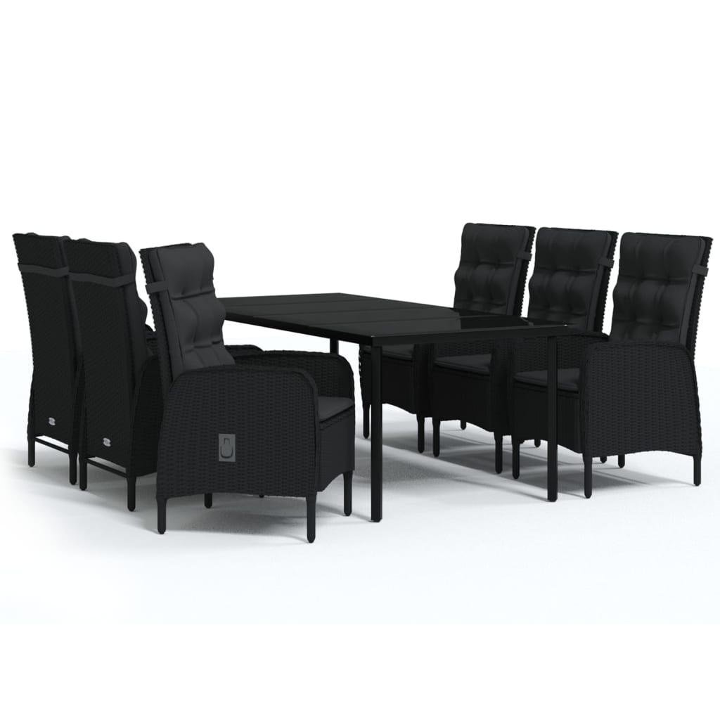 vidaXL Set da Pranzo da Giardino 7 pz con Cuscini Nero