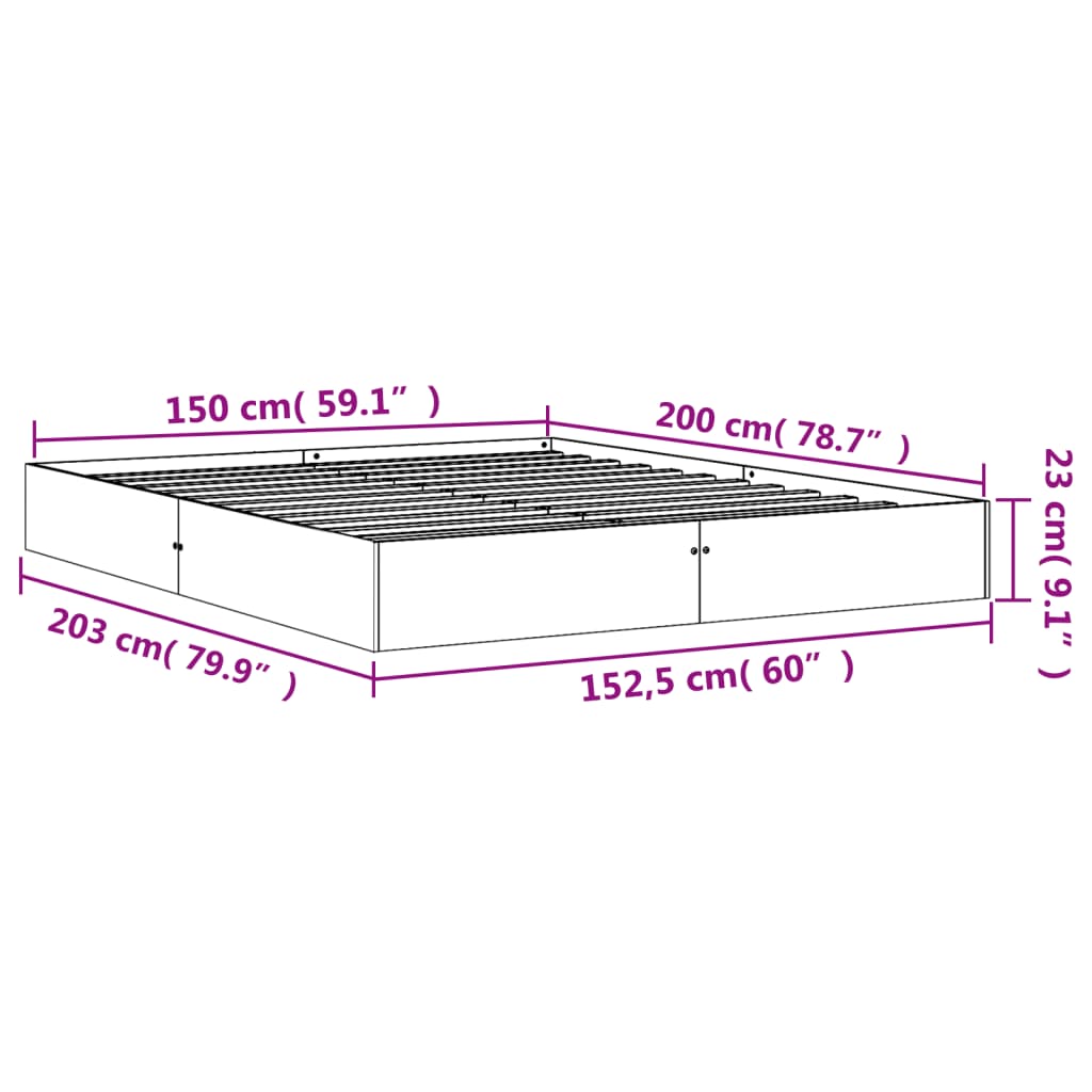 vidaXL Giroletto senza Materasso Marrone Cera 150x200 cm Legno di Pino