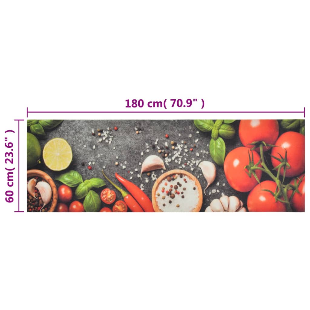 vidaXL Tappeto da Cucina Lavabile Verdure 60x180 cm Velluto