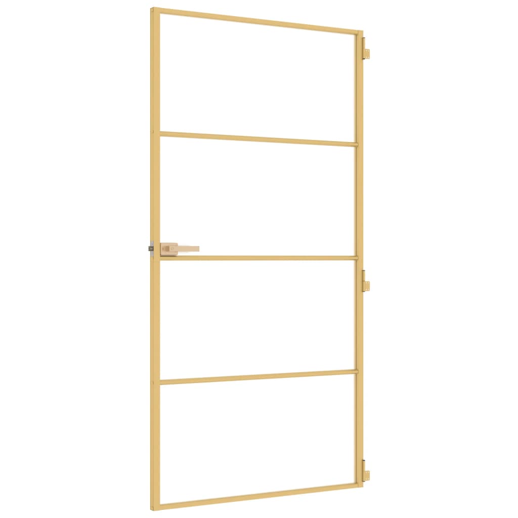 vidaXL Porta Interni Sottile Oro 102,5x201,5 Vetro Temperato Alluminio