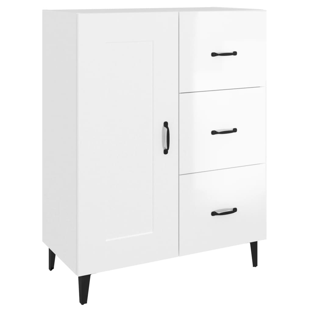 vidaXL Credenza 69,5x34x90 cm in Legno Multistrato Bianco Lucido