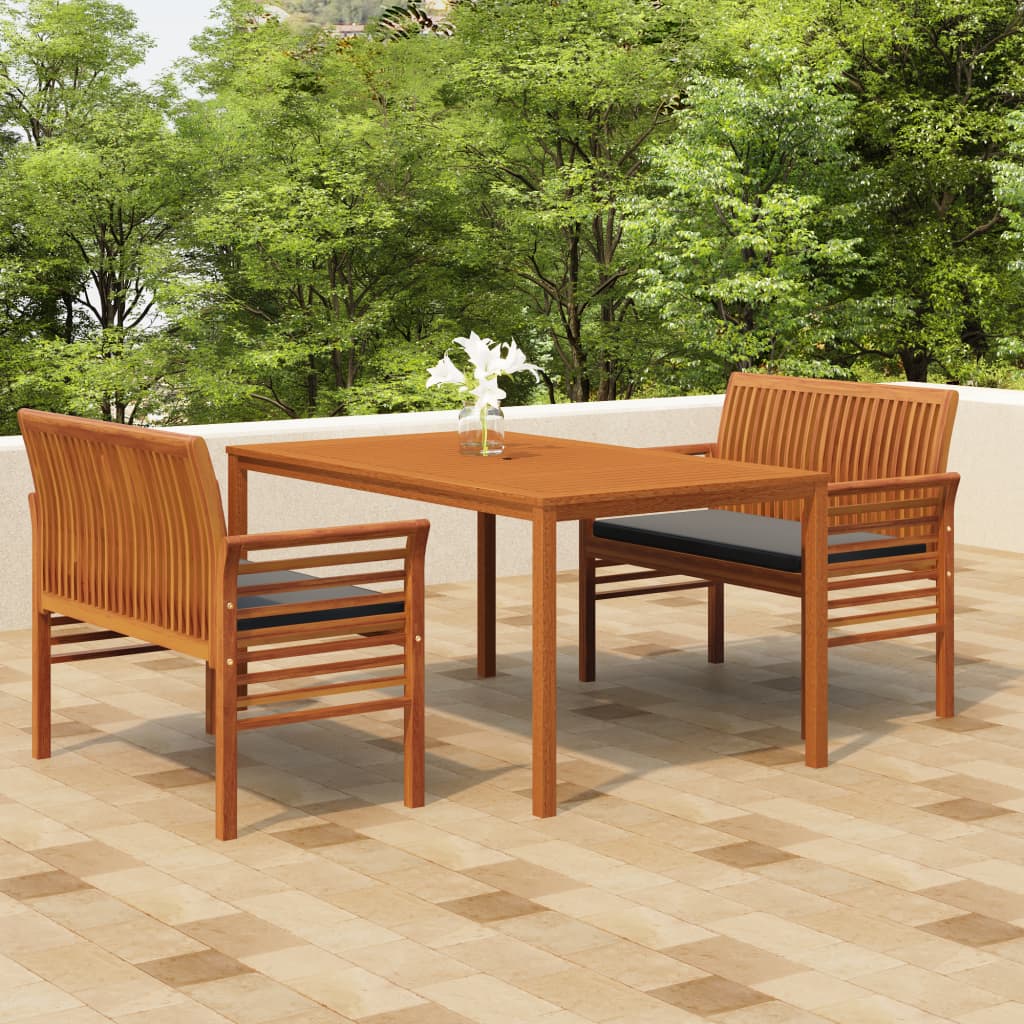 vidaXL Set da Pranzo per Esterni 3pz con Cuscini Legno Massello Acacia