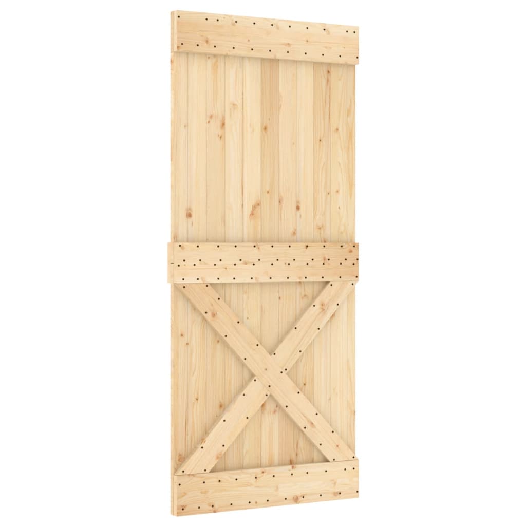 vidaXL Porta Scorrevole con Set Hardware 90x210 cm Legno Massello Pino