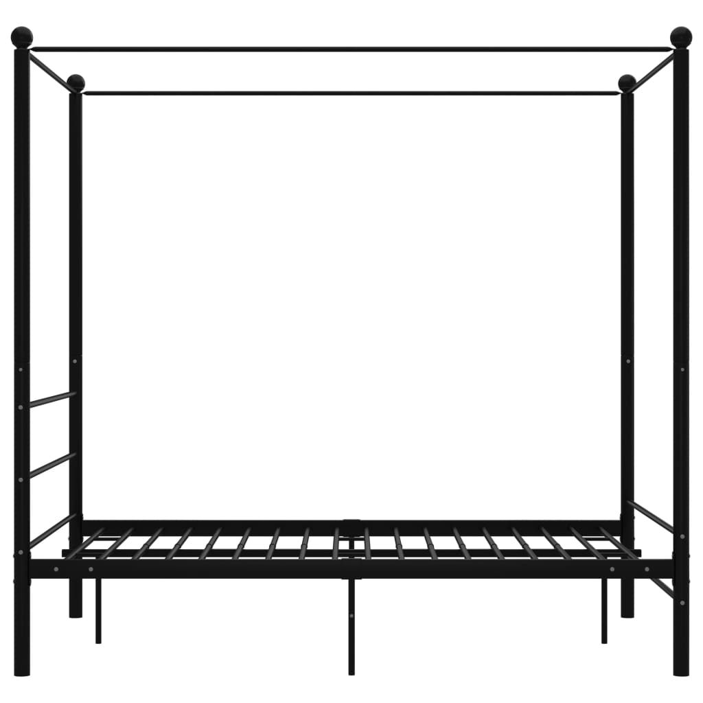 vidaXL Letto a Baldacchino Nero in Metallo 120x200 cm